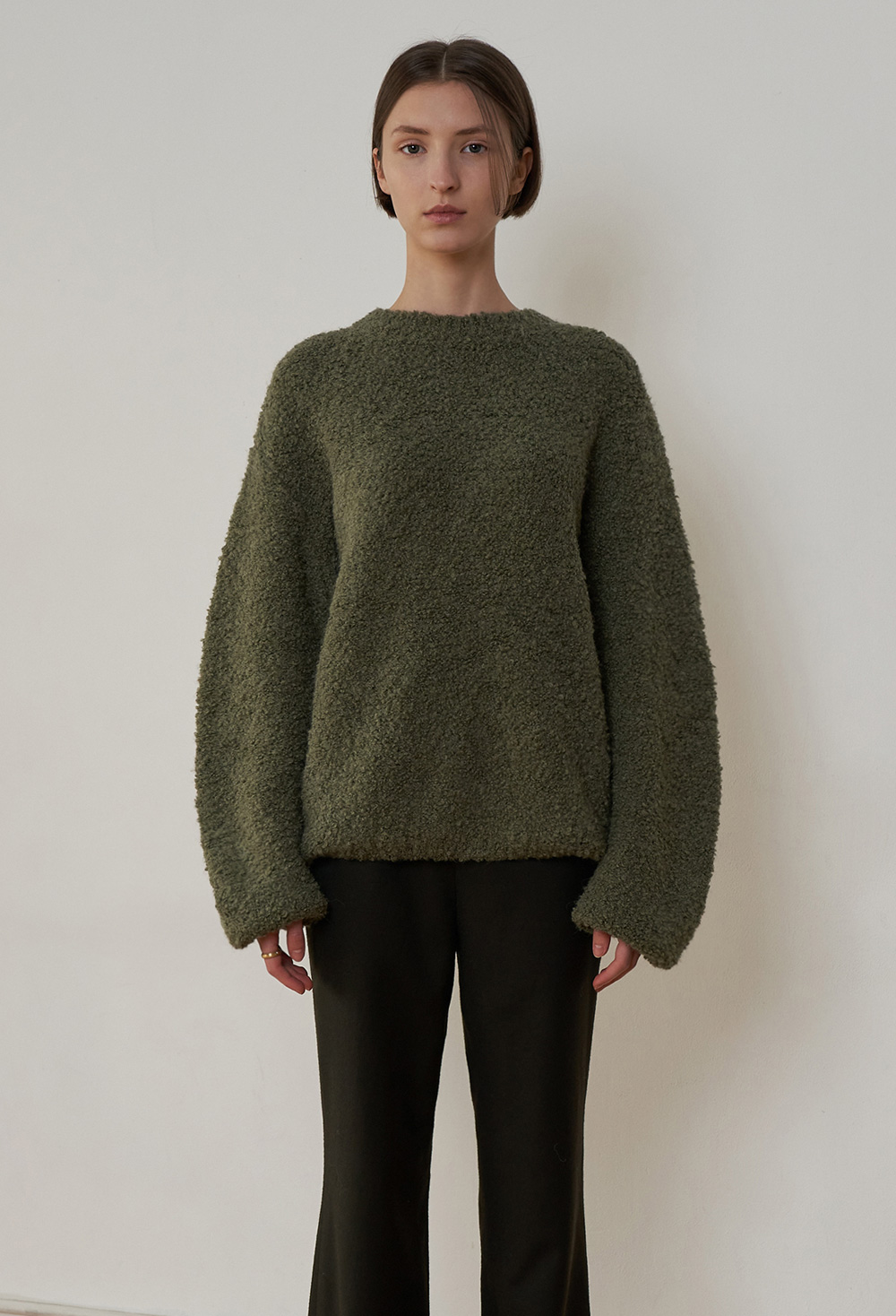 Boucle Loose Fit Pullover - Khaki 