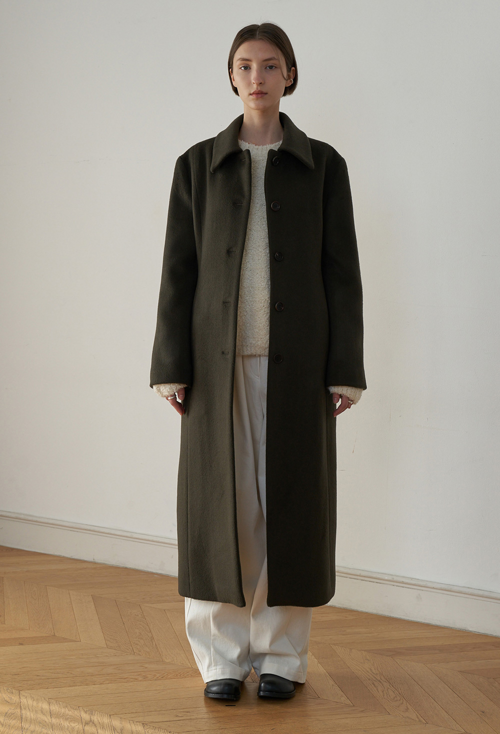 Silhouette Long Coat - Khaki 